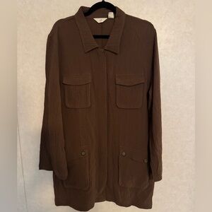 NWT J. Jill Dark Brown Button Down Size Large